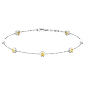 1 CT Bezel Set Citrine Seven Stone Station Chain Bracelet