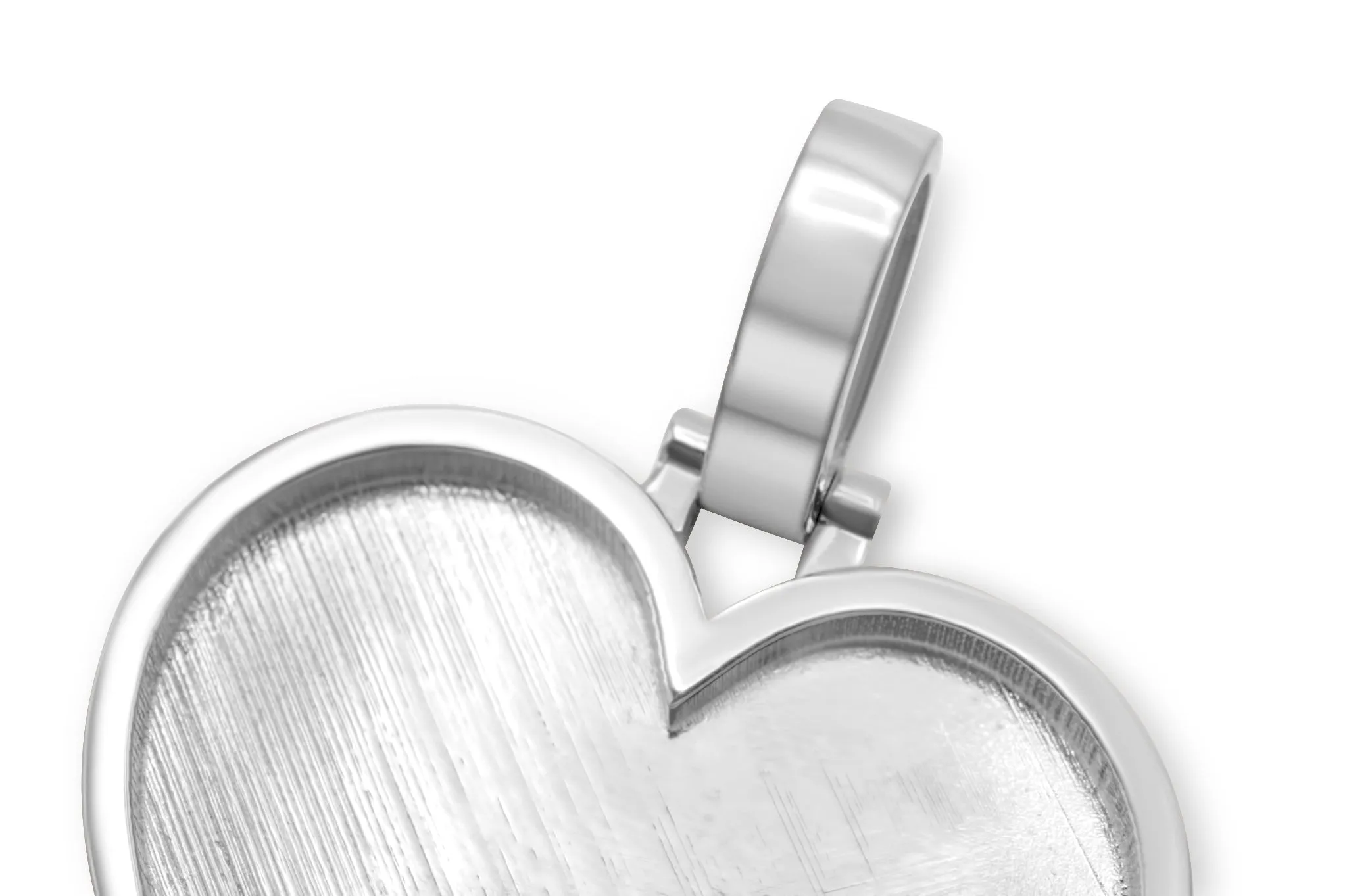 10k Solid White Gold Heart Picture Pendant