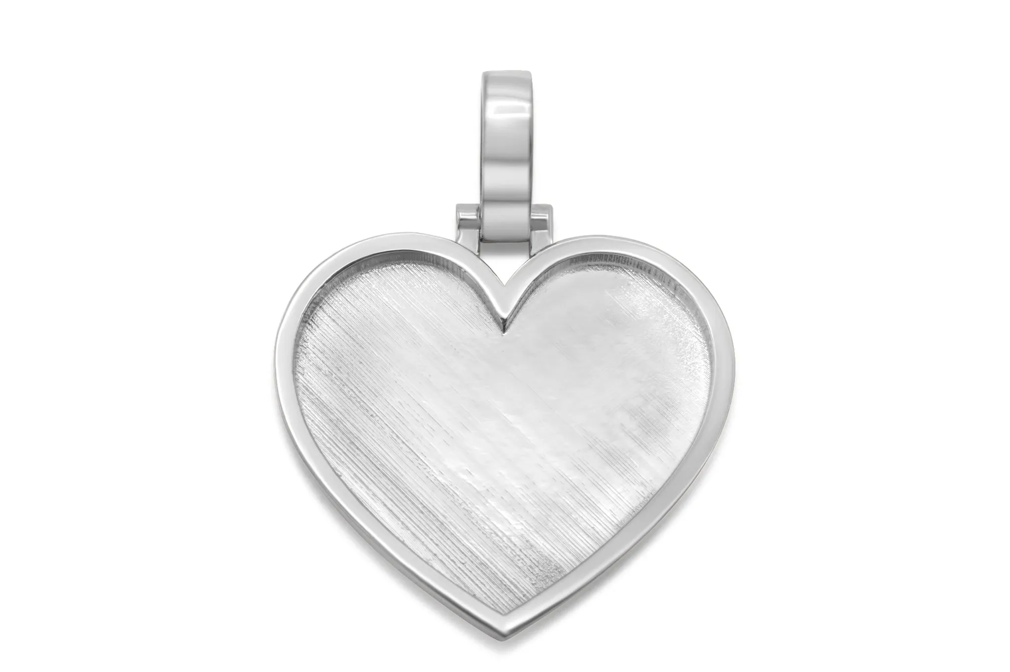 10k Solid White Gold Heart Picture Pendant