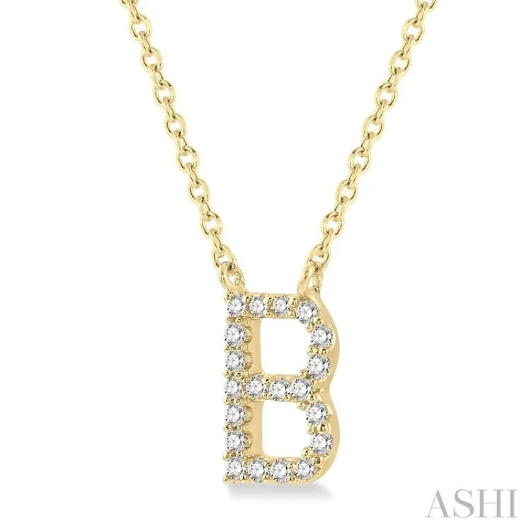 1/20 ctw Initial 'B' Round Cut Diamond Pendant With Chain in 14K Yellow Gold