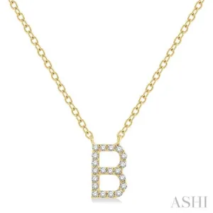 1/20 ctw Initial 'B' Round Cut Diamond Pendant With Chain in 14K Yellow Gold