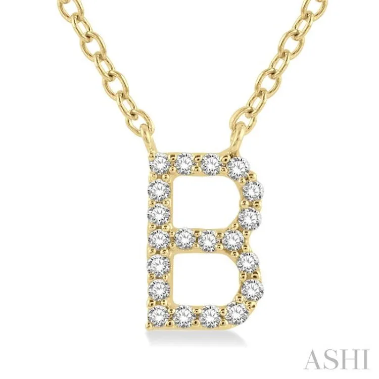 1/20 ctw Initial 'B' Round Cut Diamond Pendant With Chain in 14K Yellow Gold