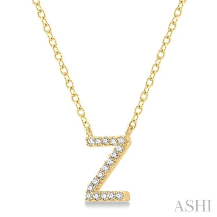 1/20 ctw Initial 'Z' Round Cut Diamond Pendant With Chain in 14K Yellow Gold