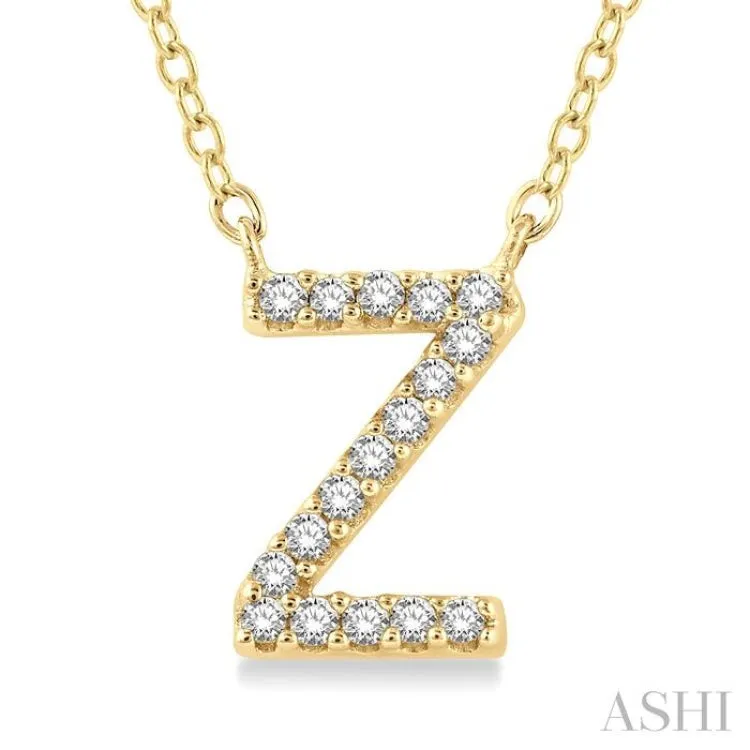 1/20 ctw Initial 'Z' Round Cut Diamond Pendant With Chain in 14K Yellow Gold