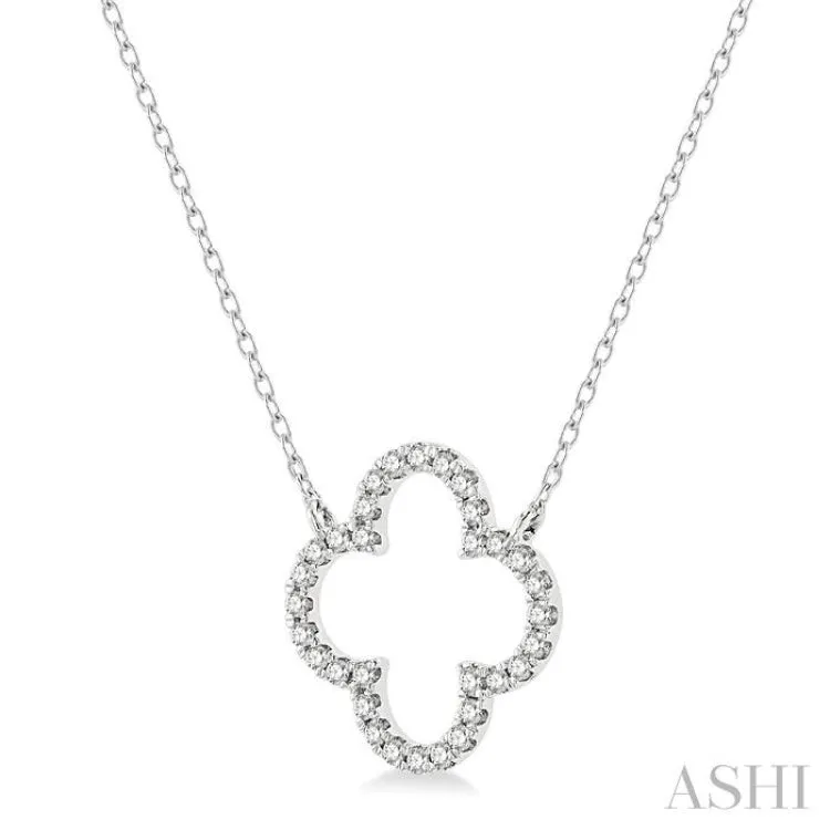 1/4 ctw Clover Round Cut Diamond Necklace in 14K White Gold