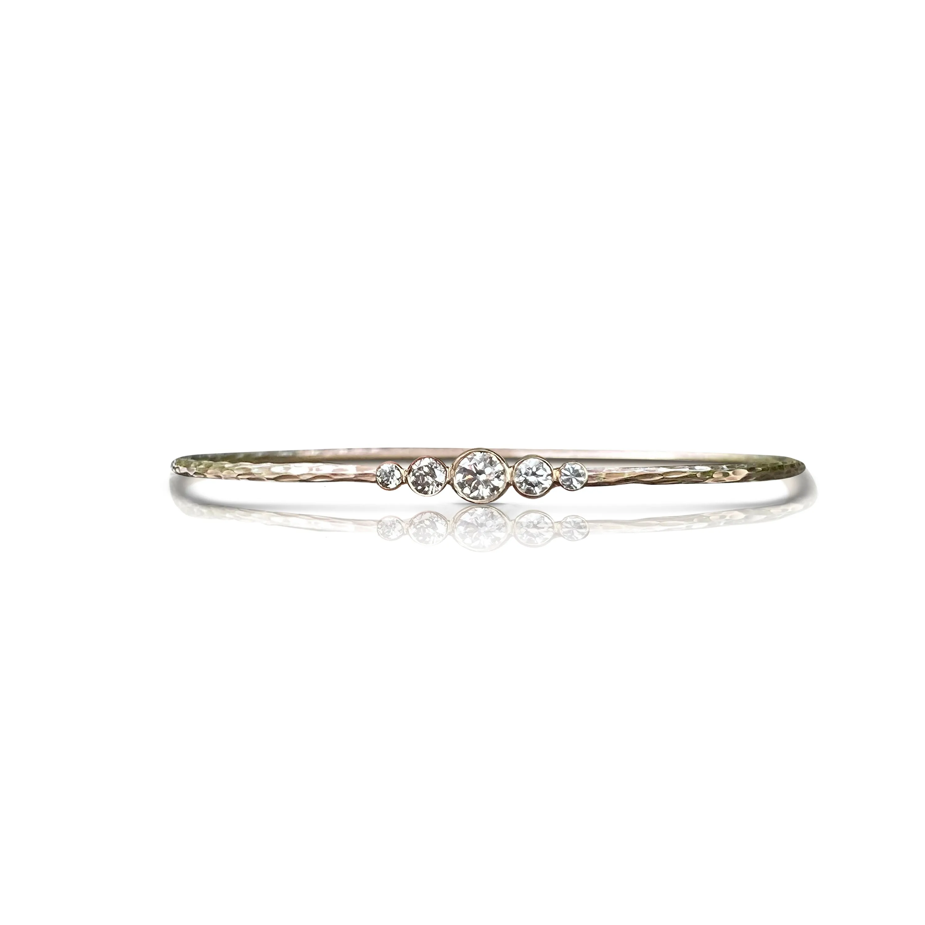 14k 5 Diamond Hammered Bezel Bracelet