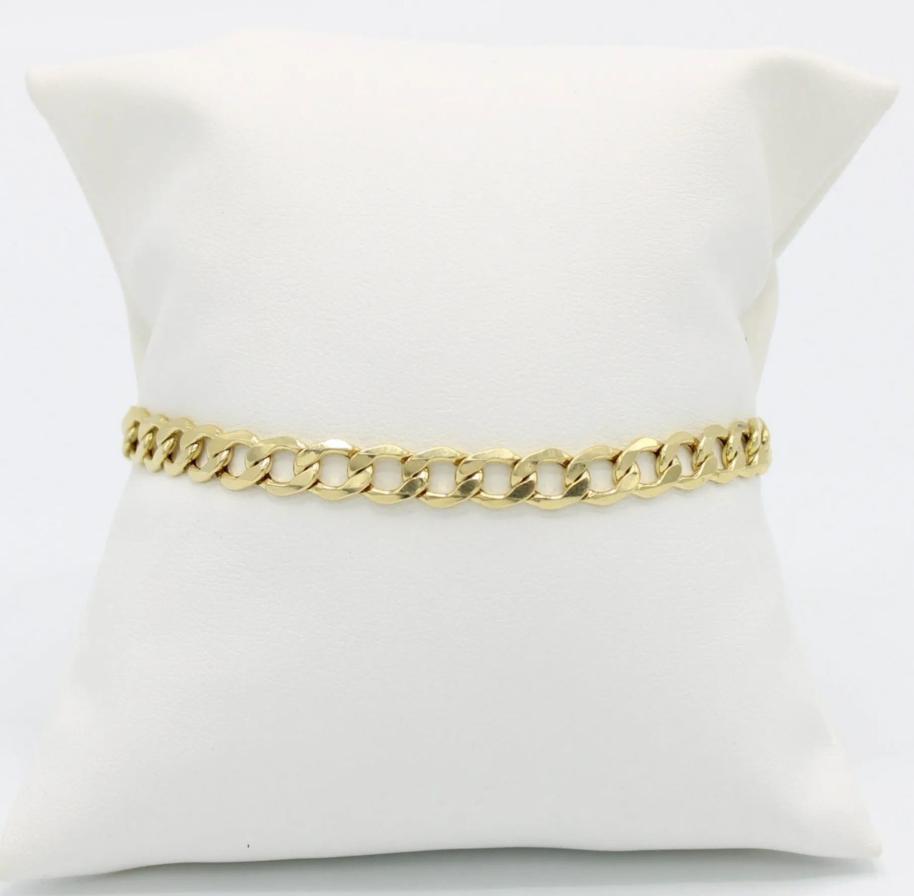 14K Semi-Solid Flat Cuban Bracelet Yellow Gold // 6.8mm  //