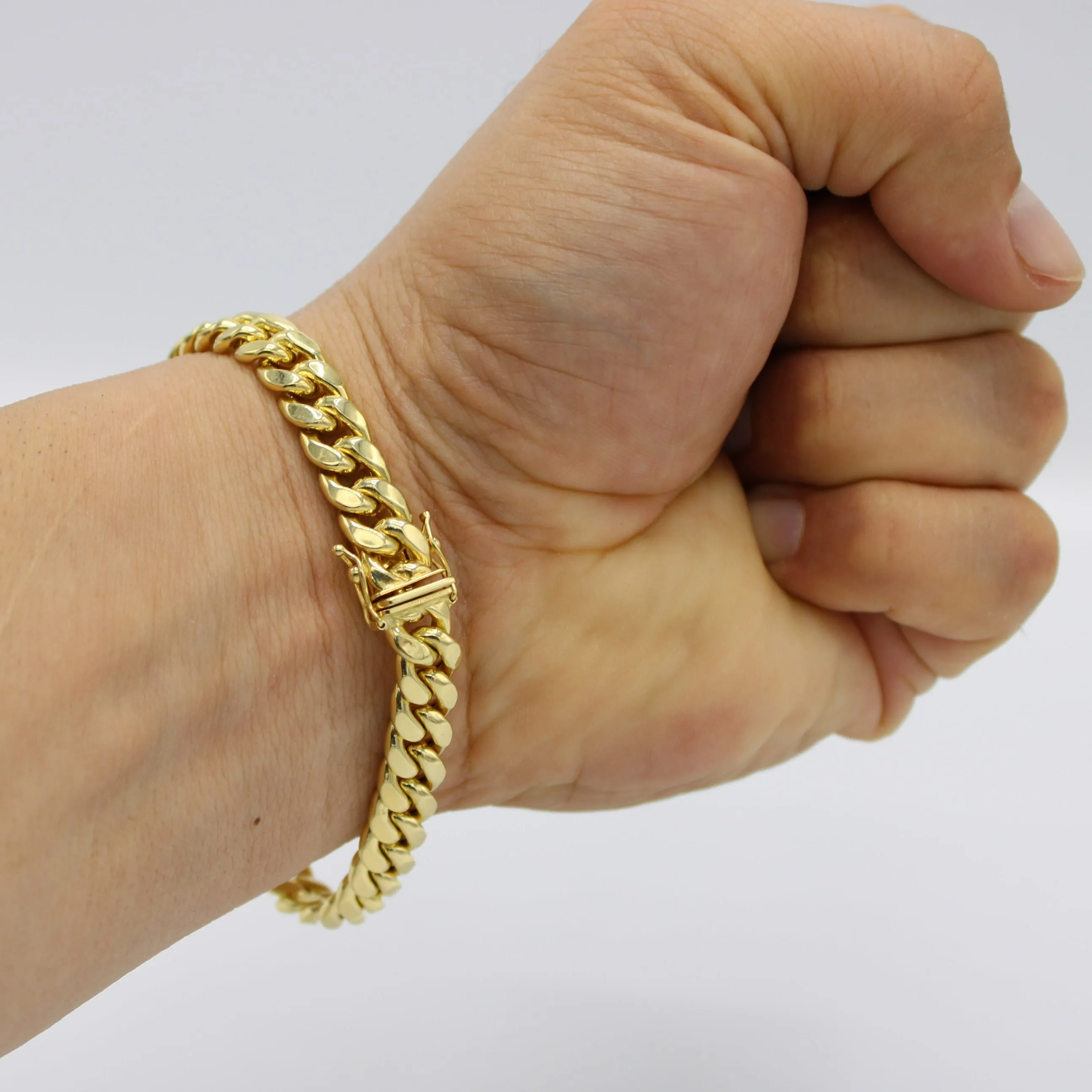 14K Semi-Solid Miami Cuban Bracelet  \\ 8.4 mm \\