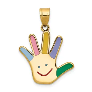 14k Yellow Gold Autism Happy Face Pendant