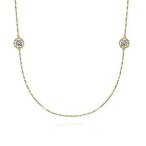 14K Yellow Gold Bujukan Double Sided Diamond Station Necklace