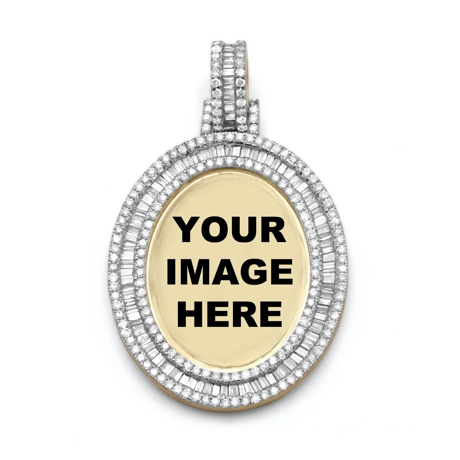 14K Yellow Gold Diamond Oval Picture Pendant 1.80ctw