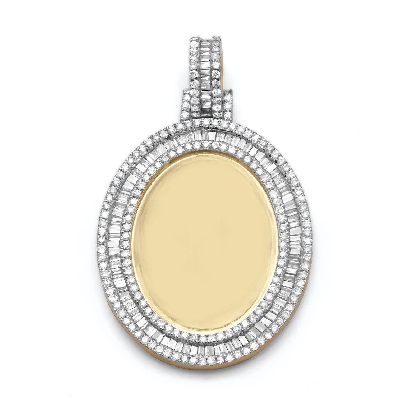 14K Yellow Gold Diamond Oval Picture Pendant 1.80ctw