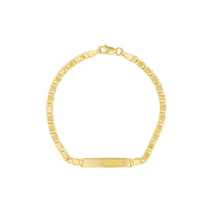 14K Yellow Gold Heart Mirror Rope ID Bracelet