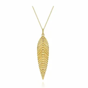 14K Yellow Gold Leaf Pendant Necklace - NK6764Y4JJJ