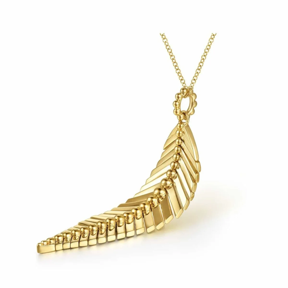 14K Yellow Gold Leaf Pendant Necklace - NK6764Y4JJJ