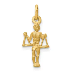 14k Yellow Gold Libra Zodiac Charm Pendant