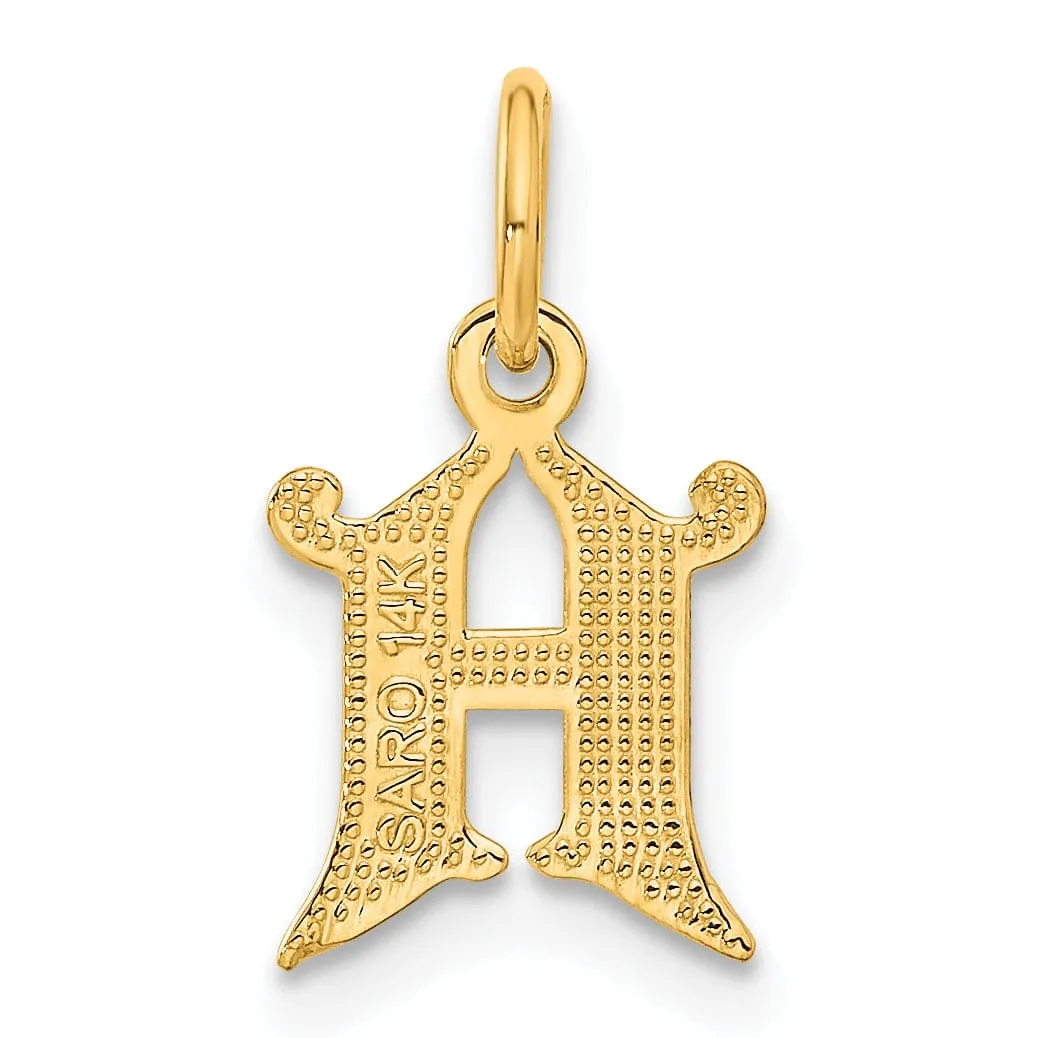 14k Yellow GoldSmall Script Design Letter H Initial Charm Pendant