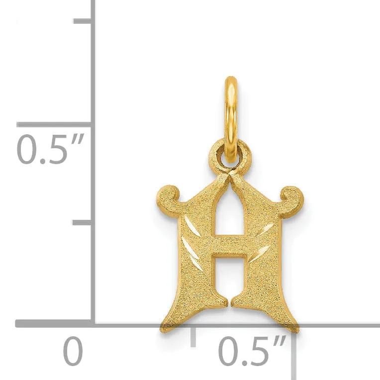 14k Yellow GoldSmall Script Design Letter H Initial Charm Pendant