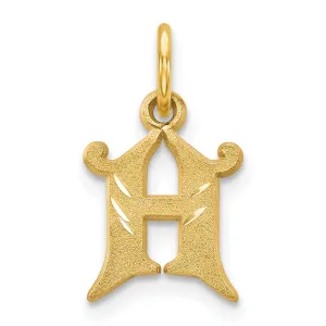 14k Yellow GoldSmall Script Design Letter H Initial Charm Pendant