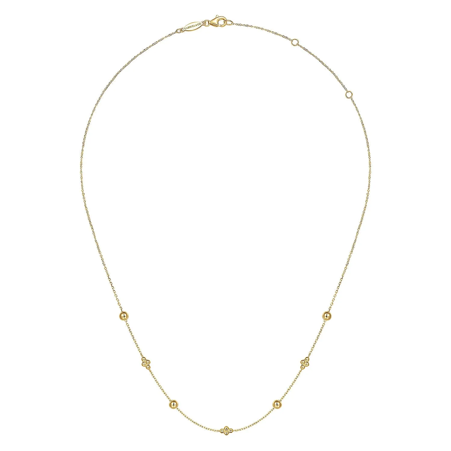 14K Yellow Station Necklace 17.5 inch