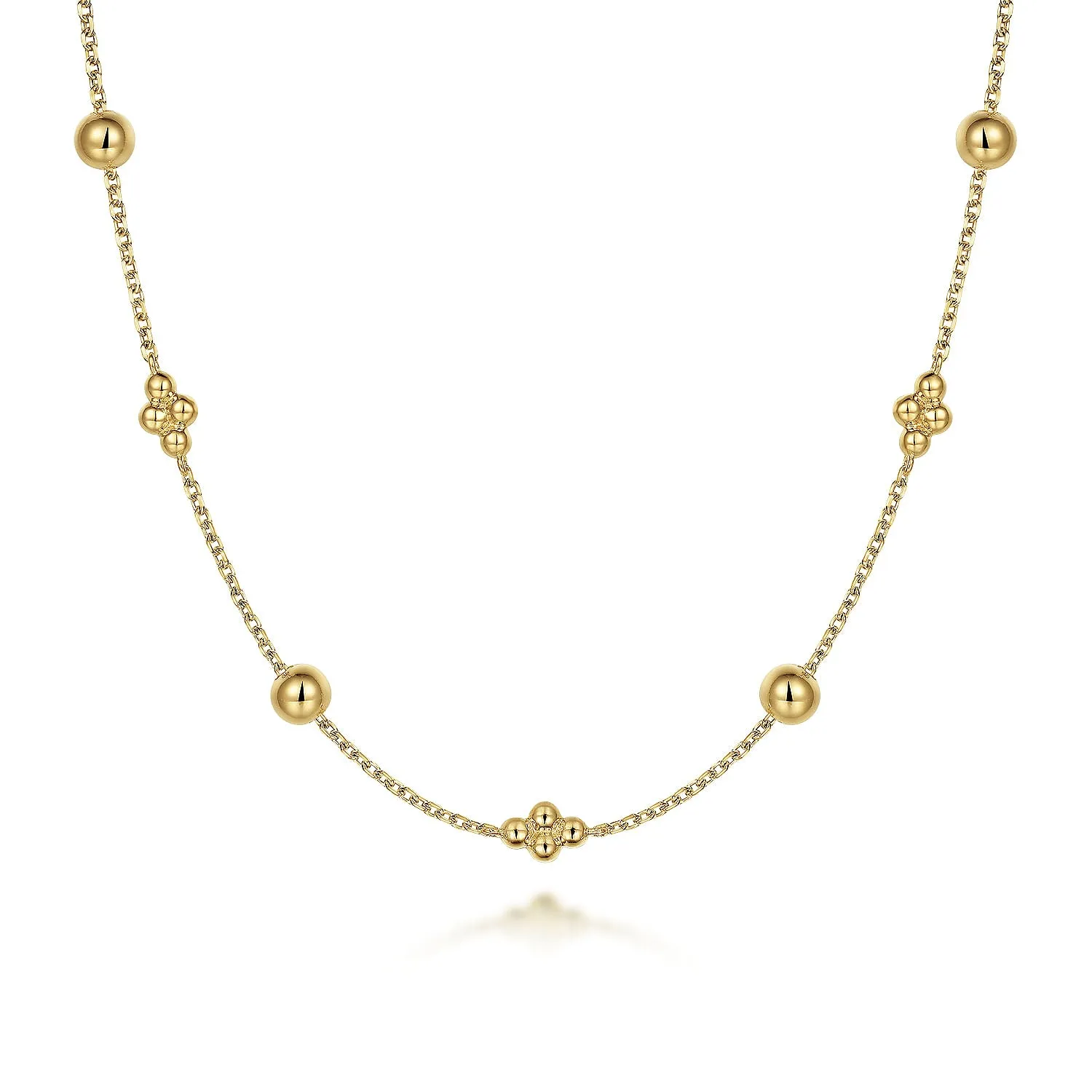 14K Yellow Station Necklace 17.5 inch