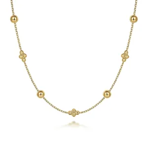 14K Yellow Station Necklace 17.5 inch