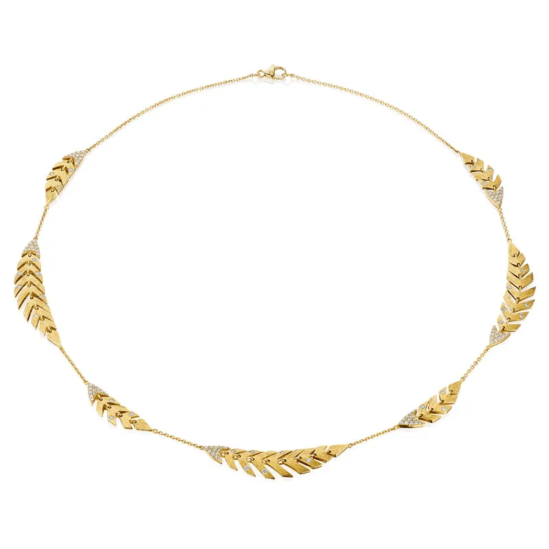 18k Bahia Yellow Gold Necklace With 0.58 Cts Vs-Gh Diamonds