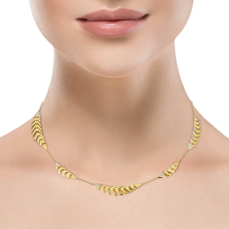 18k Bahia Yellow Gold Necklace With 0.58 Cts Vs-Gh Diamonds