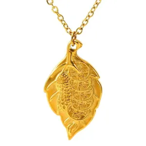 18K Gold Plated Leaf Pendant Necklace – Elegant Chain for Everyday Style