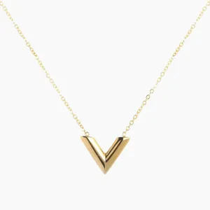 18k Gold Plated V Letter Necklace