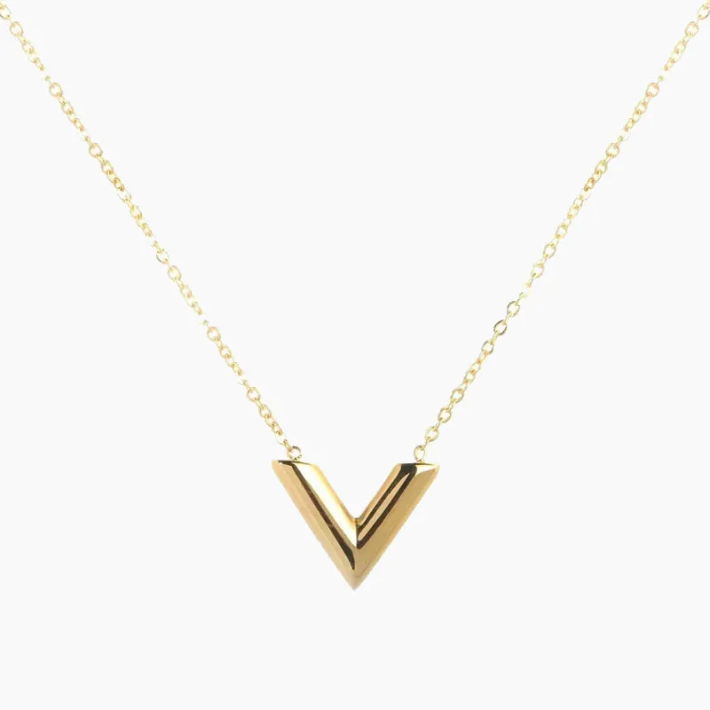 18k Gold Plated V Letter Necklace