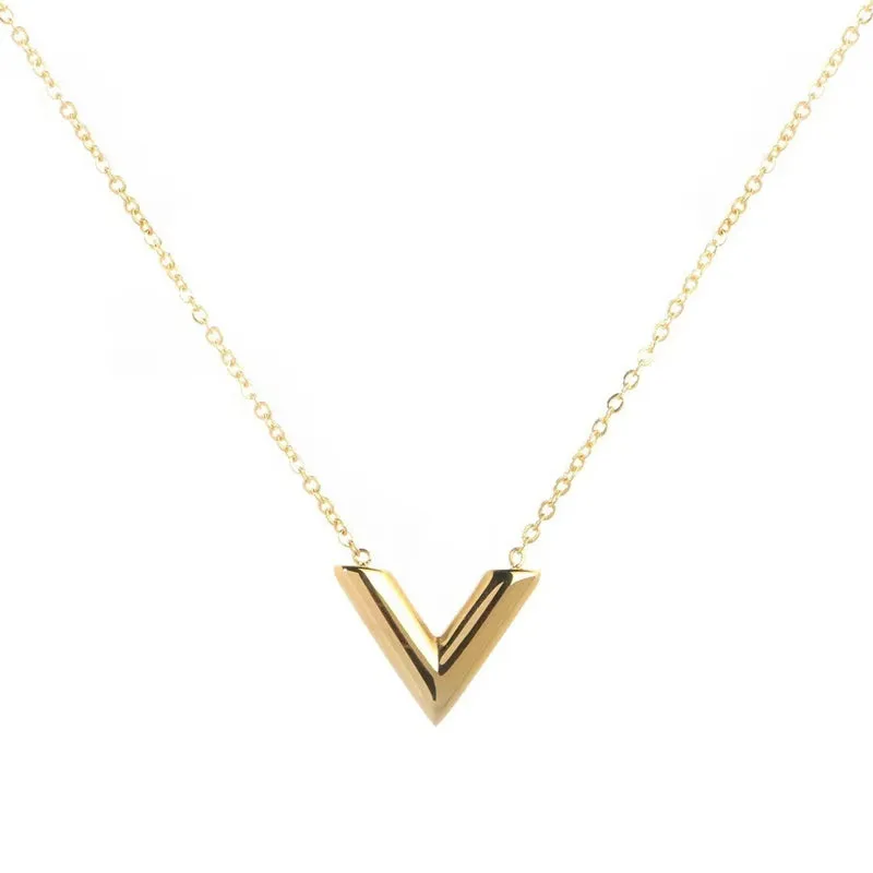 18k Gold Plated V Letter Necklace