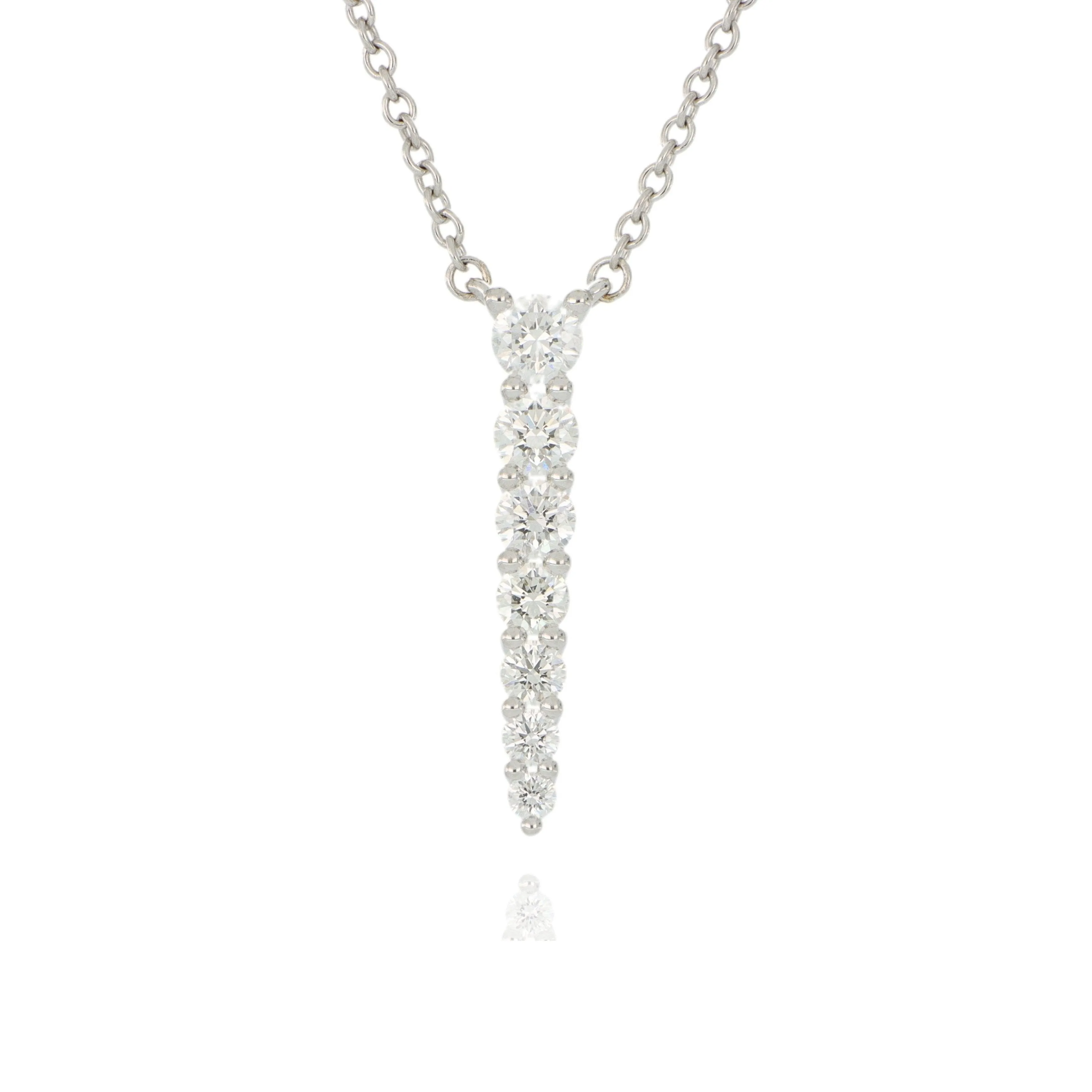 18k White Gold Tapered Diamond Necklace