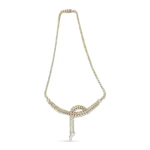 18" 14k Yellow Gold Diamond Double Row Lariat Tennis Necklace with 17.0 Cttw