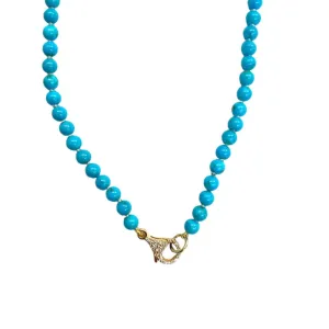 18" Turquoise Necklace with Diamond Clasp