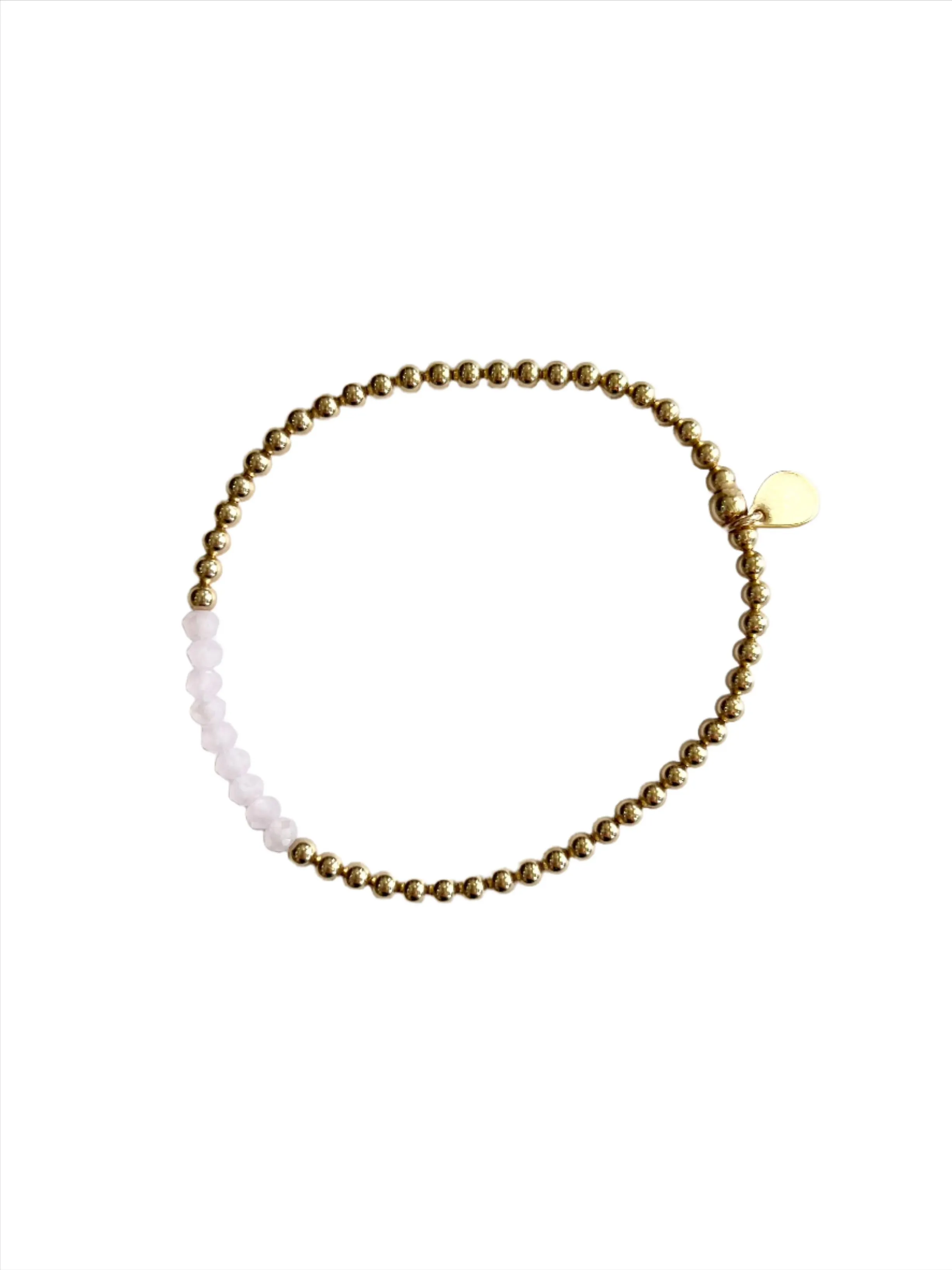 3mm Gold Beaded Bracelet with Czech Crystals Section