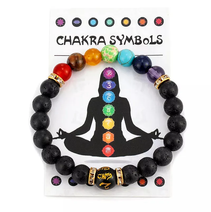 7 Chakra Bracelet with Meaning Cardfor Men Women Natural Crystal Healing Anxiety Jewellery Mandala Yoga Meditation Bracelet Gift