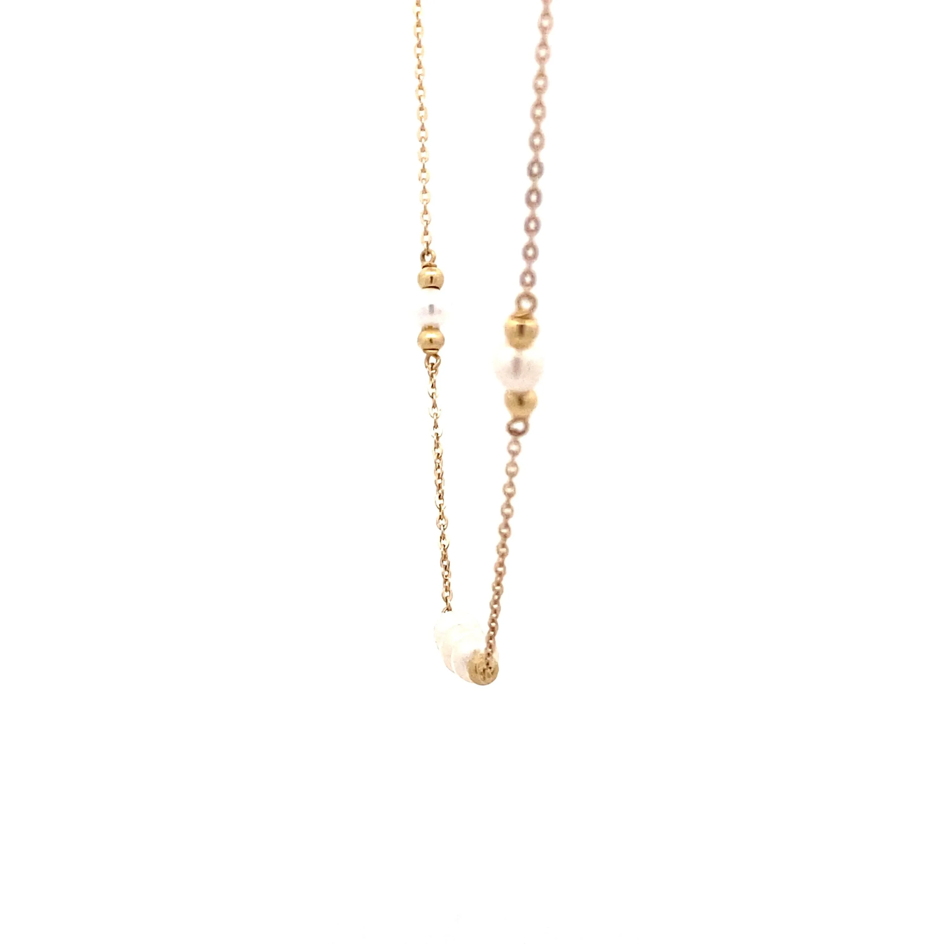 9ct Yellow Gold Freshwater Pearl Station Necklace