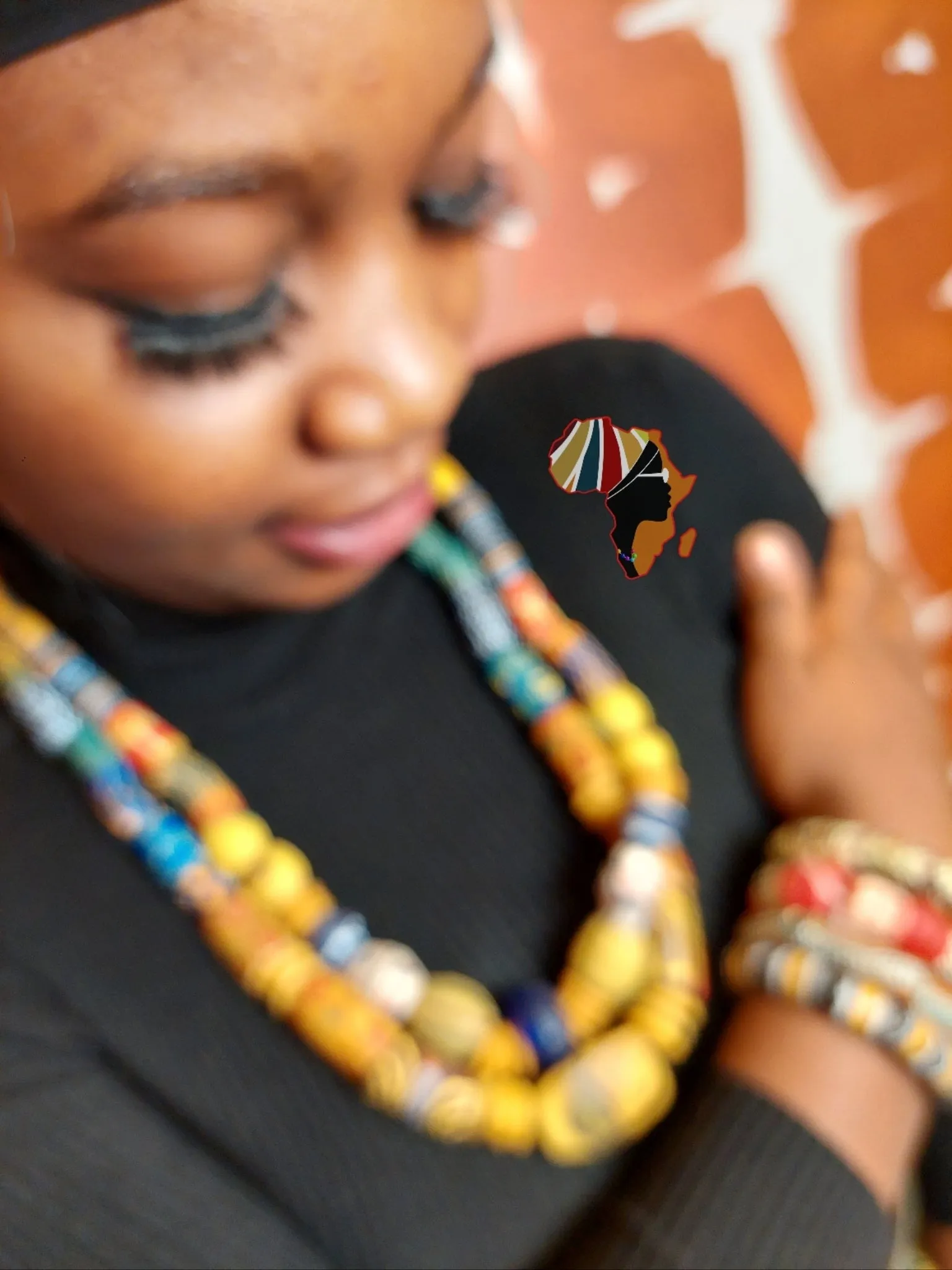 African Trade Beads Statement Necklace