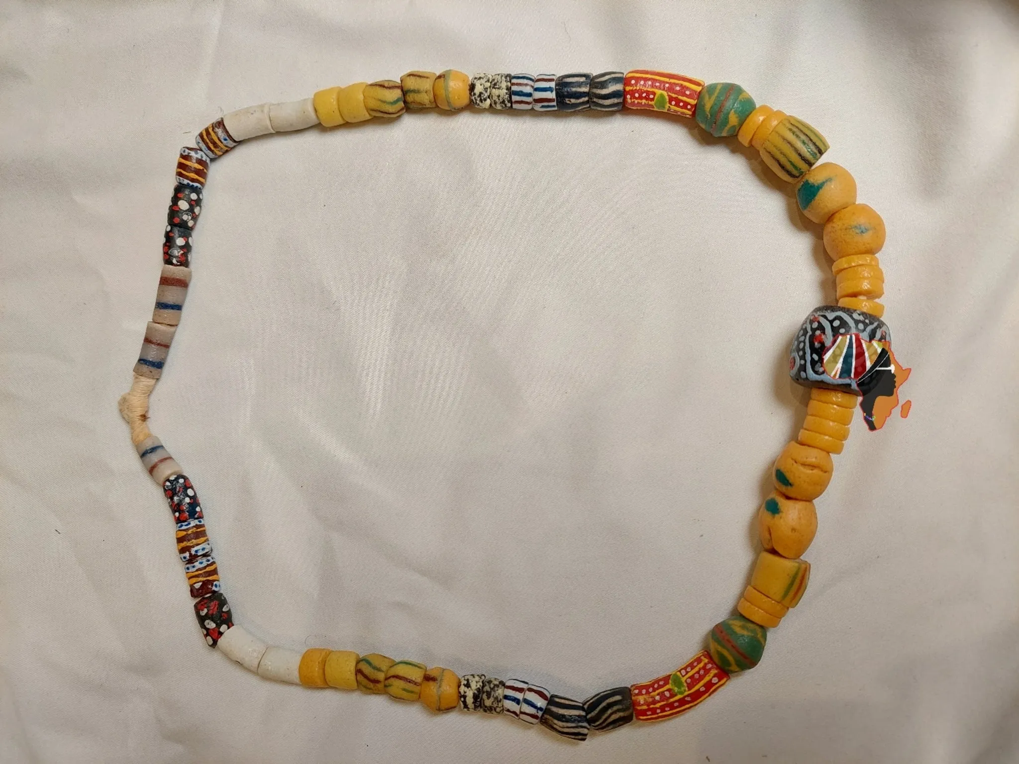 African Trade Beads Statement Necklace