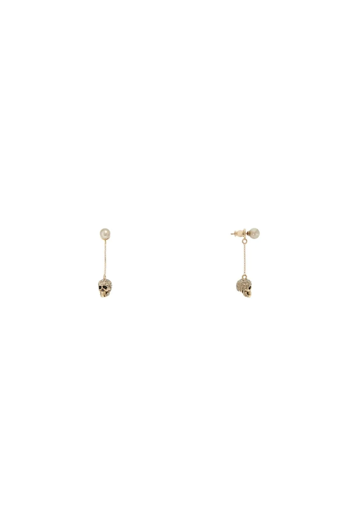 Alexander Mcqueen Skull Earrings With Pavé And Chain