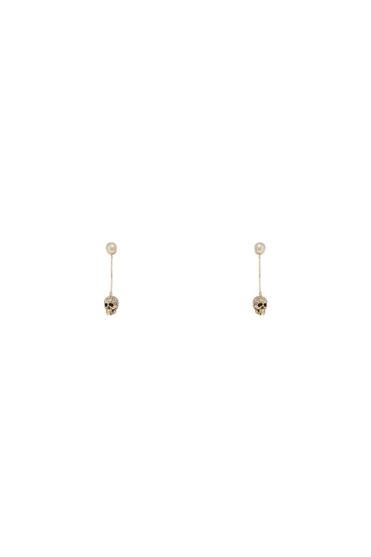 Alexander Mcqueen Skull Earrings With Pavé And Chain