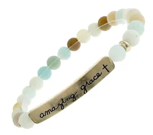 AMAZING GRACE Natural Stone Inspirational Bracelet Amazonite