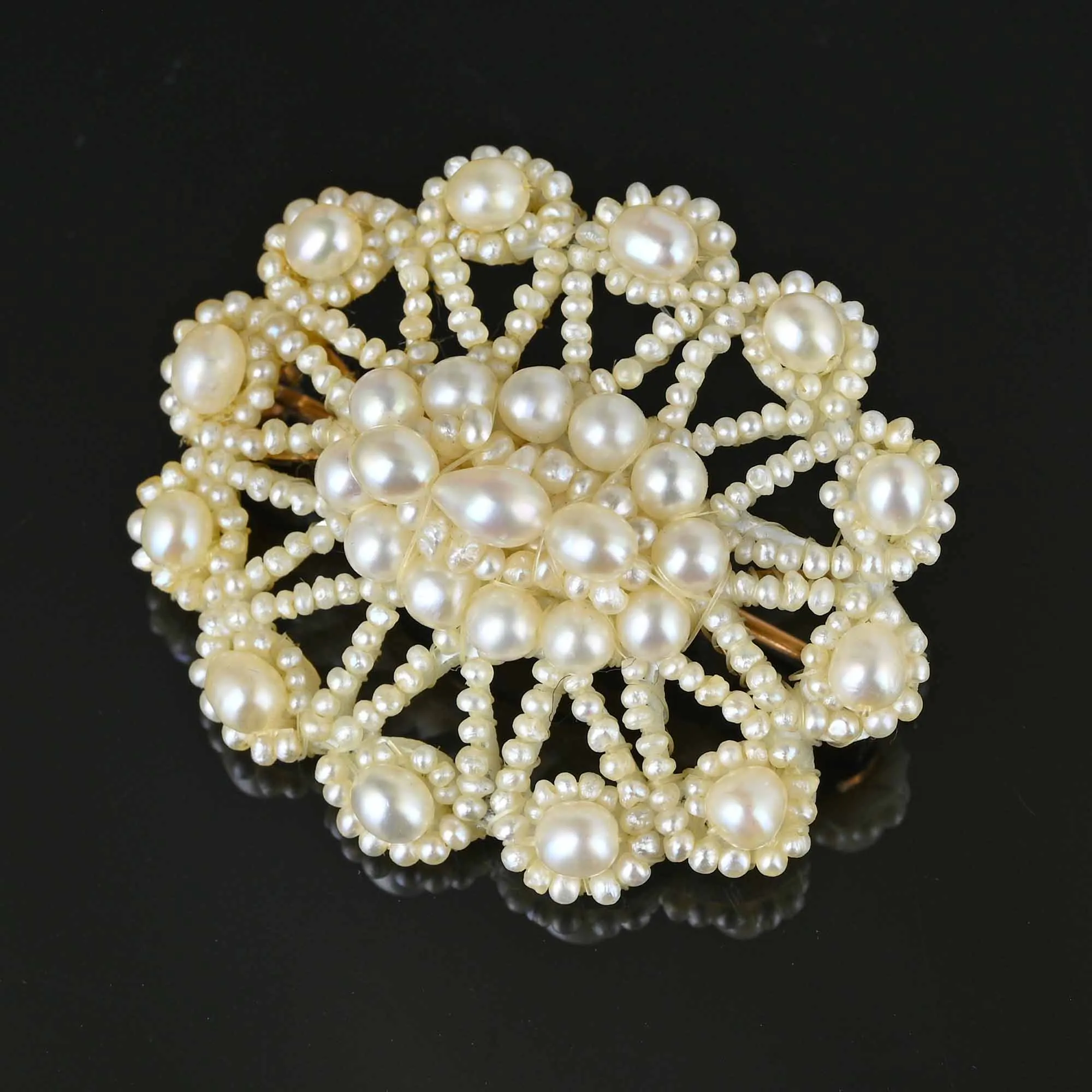 Antique 14K Gold Natural Pearl Georgian Brooch