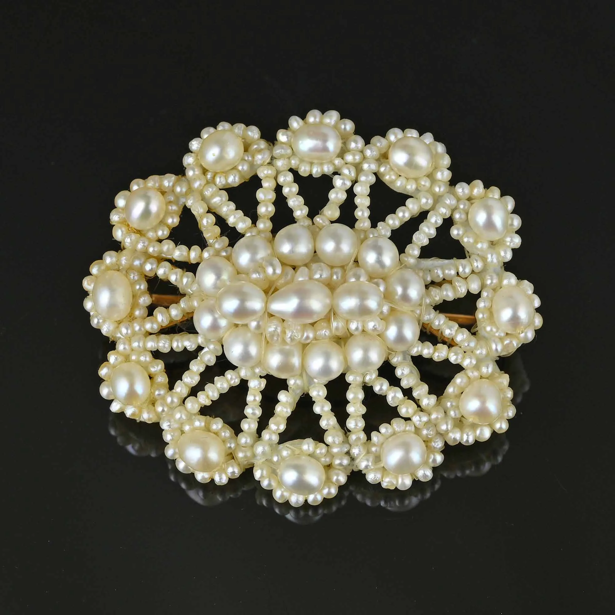 Antique 14K Gold Natural Pearl Georgian Brooch