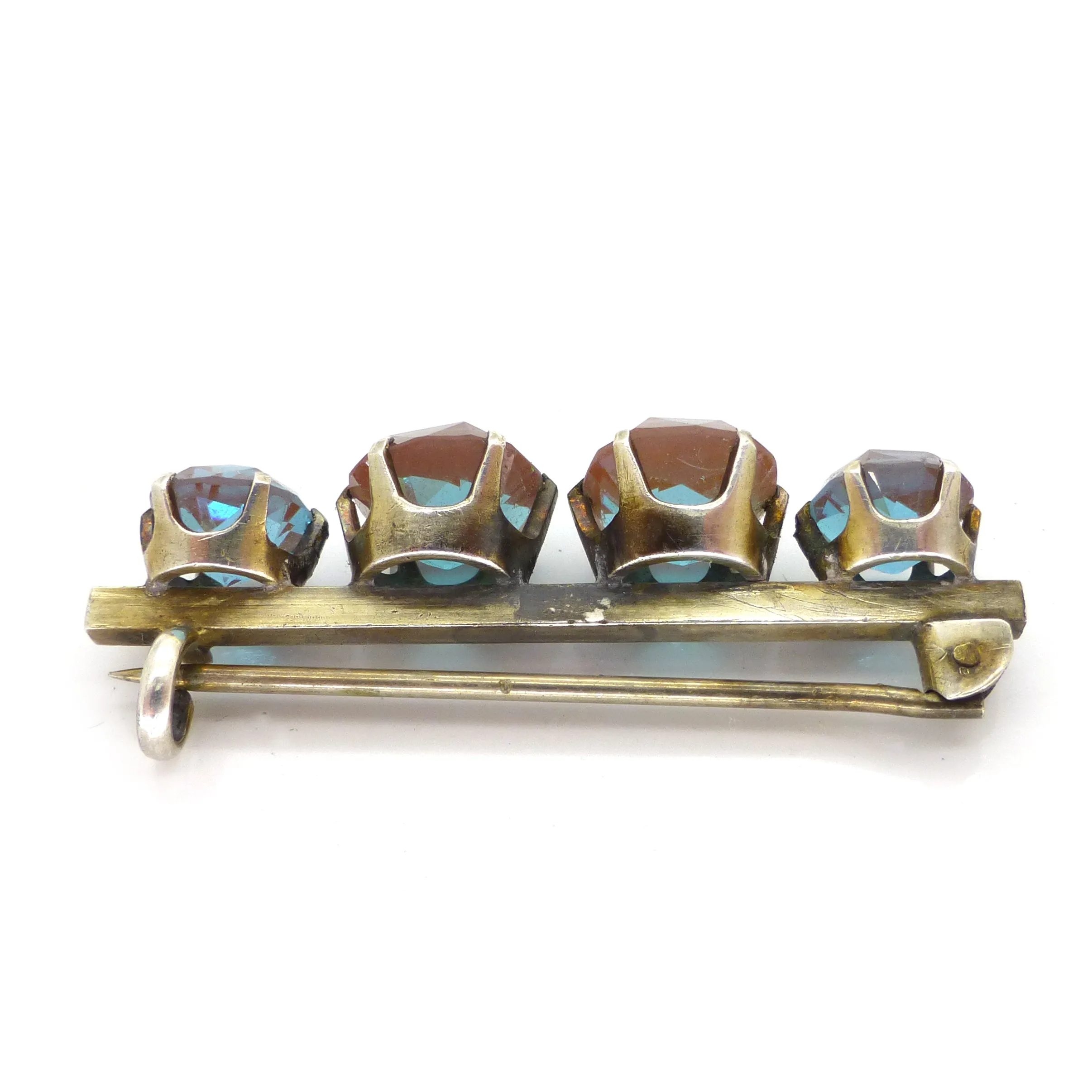 Antique Edwardian Saphiret Glass Bar brooch