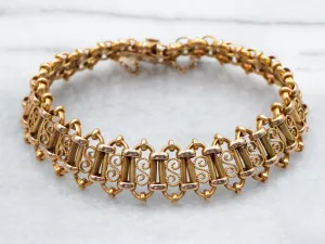 Antique Scrolling Gold Link Bracelet