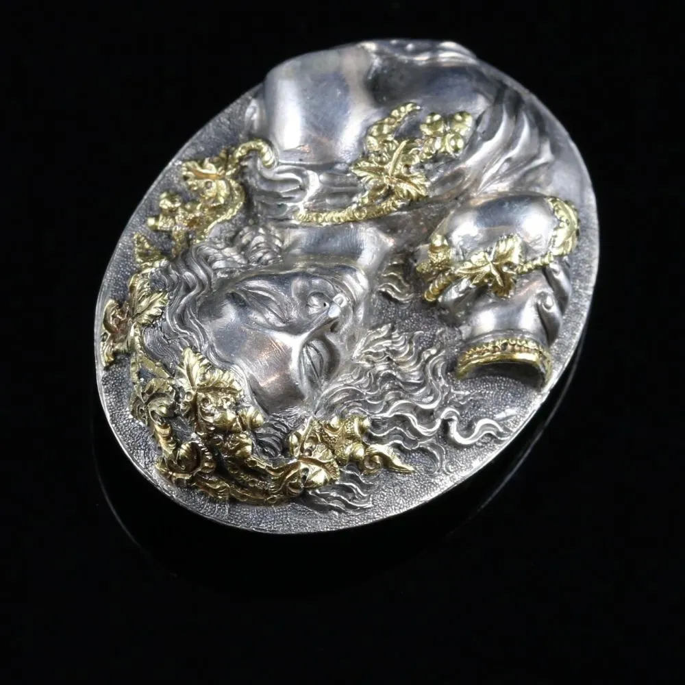 Antique Victorian Silver/Gold Cameo Brooch Circa 1860