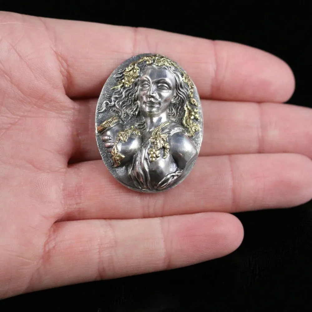 Antique Victorian Silver/Gold Cameo Brooch Circa 1860