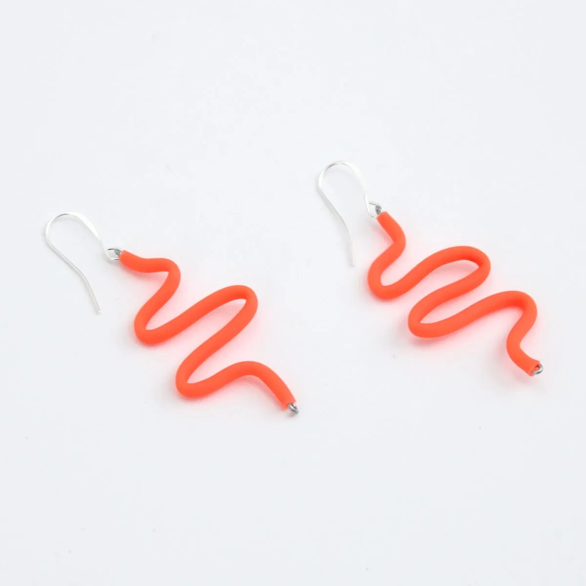 Artistic Rubber Tubing Naya Earrings Orange